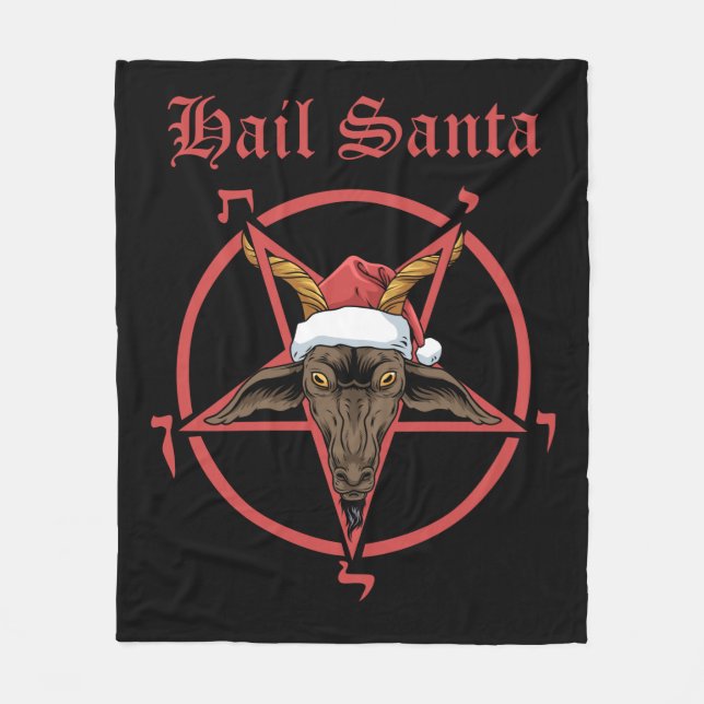 Manta Polar Navidades alaban a Santa Satanism Goat Satan Bapho (Anverso)