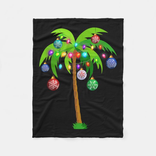 Manta Polar Navidades alumbran palmeras divertidas Hawaii Beac (Anverso)