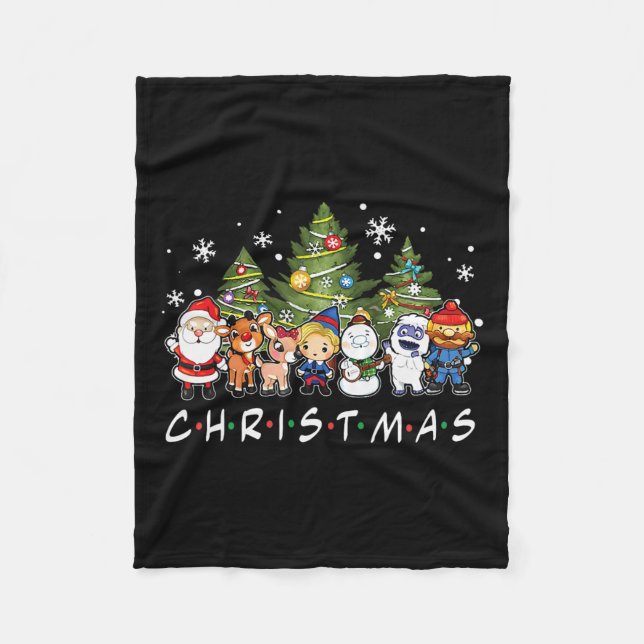 Manta Polar Navidades amigos Santa Rudolph Familia Snowman Xma (Anverso)