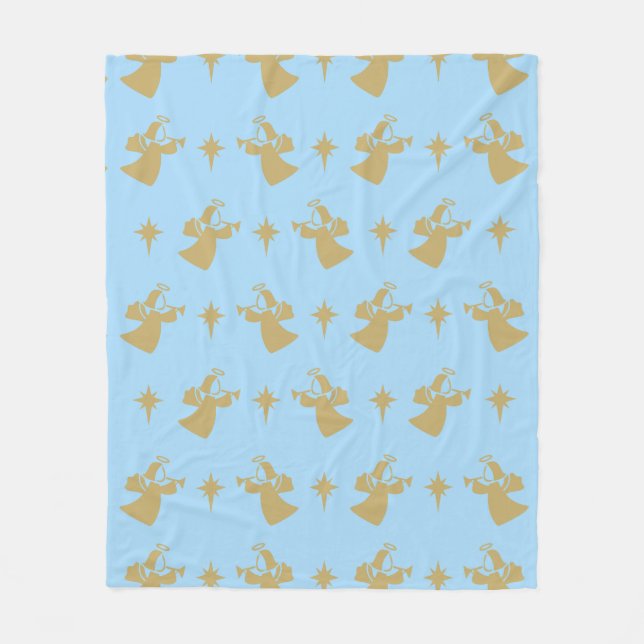 Manta Polar Navidades Angel Nativity Star Baby Blue Gold (Anverso)
