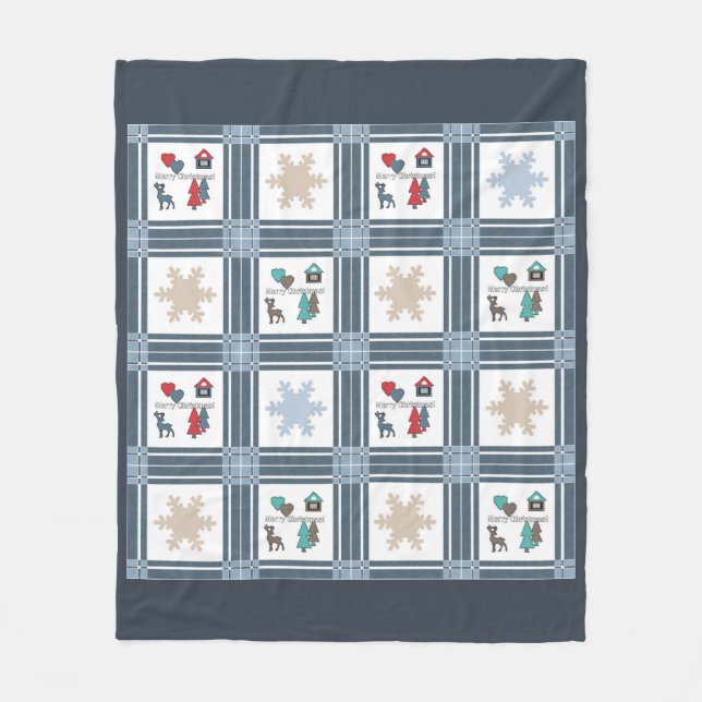 Manta Polar Navidades, año nuevo, ciervo (Anverso)