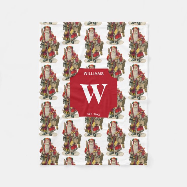 Manta Polar Navidades antiguos de la época Santa Claus Monogra (Anverso)