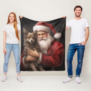 Manta Polar Navidades australianos de Kelpie con Santa Claus