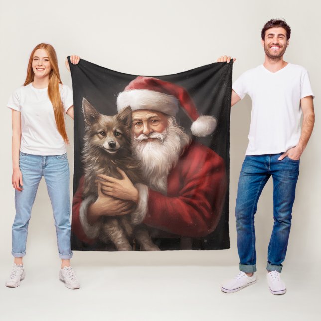 Manta Polar Navidades australianos de Kelpie con Santa Claus (In situ)