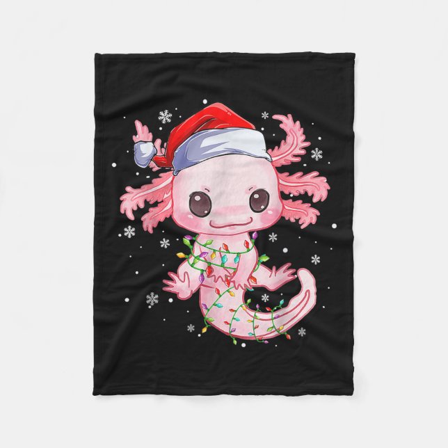 Manta Polar Navidades Axolotl Santa Hat ilumina la Cuta A japo (Anverso)