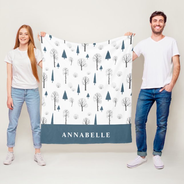 Manta Polar Navidades azules de la selva de invierno rústica t (In situ)