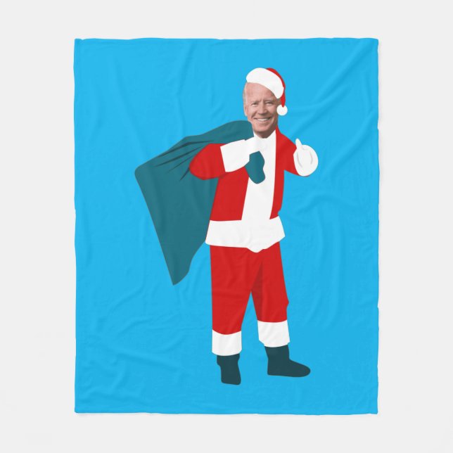 Manta Polar navidades azules de santa claus joe biden (Anverso)