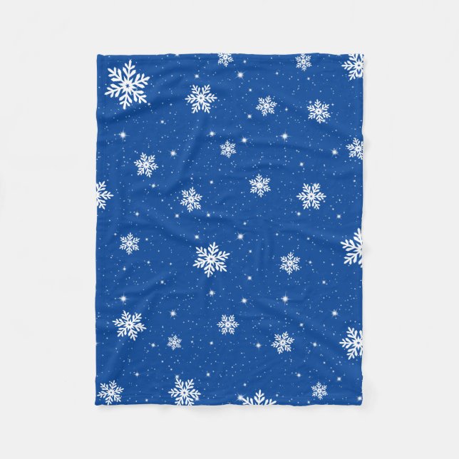 Manta Polar Navidades azules modernos modelo de copos de nieve (Anverso)