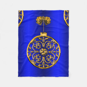 Manta Polar Navidades Baubles en azul