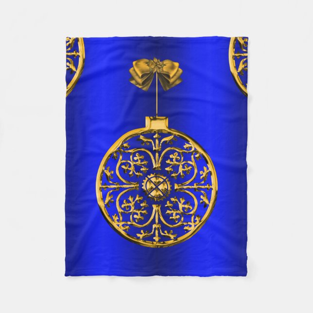 Manta Polar Navidades Baubles en azul (Anverso)