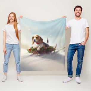 Manta Polar Navidades Beagle en invierno