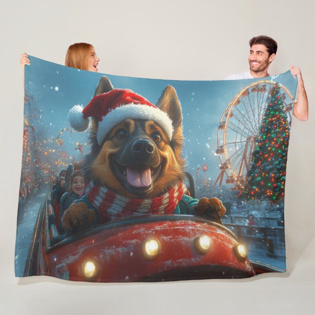 Manta Polar Navidades belgas de montaña rusa de perros pastore (In situ)