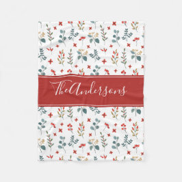 Manta Polar Navidades Berries Botanical Floral Personalizado