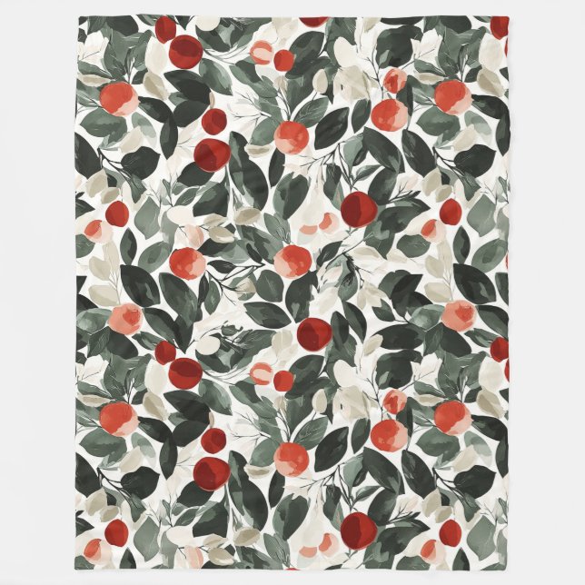 Manta Polar Navidades Berries Rojas Verdes (Anverso)