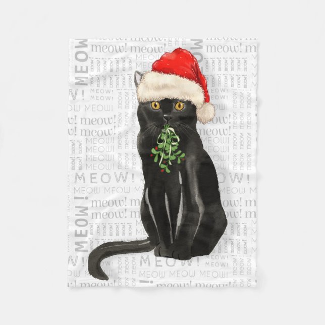 Manta Polar Navidades Black Bombay Santa Cat (Anverso)