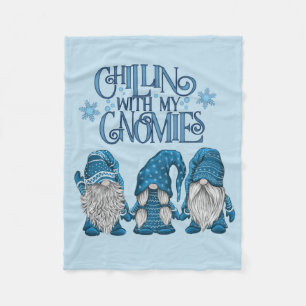 Manta Polar Navidades Blue Winter Trio Chillin Con Mis Gnomies