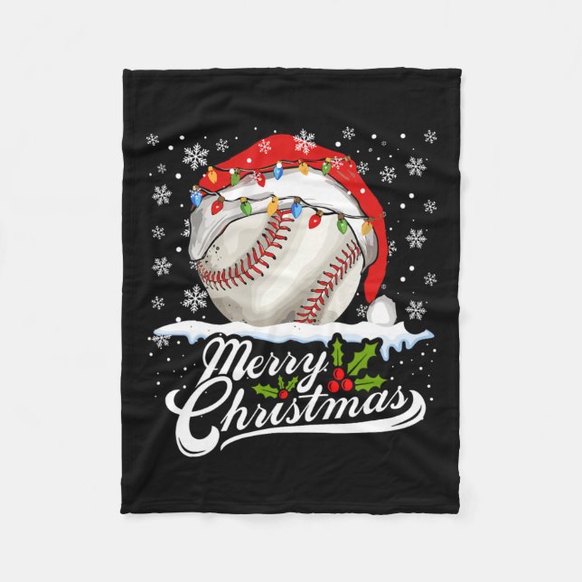Manta Polar Navidades Bola de Béisbol Santa Hat Xmas Niños Hom (Anverso)