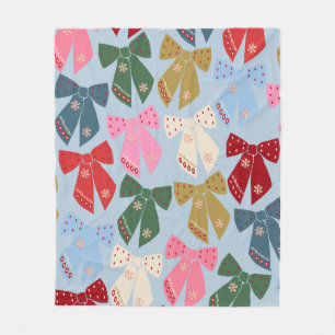 Manta Polar Navidades Bows Coquette Blue
