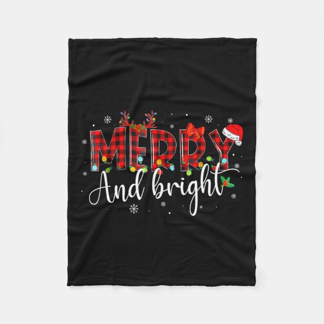 Manta Polar Navidades Brillantes Xmas Luz Familia Paja (Anverso)