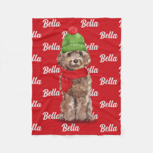 Manta Polar Navidades Brown Cockapoo Santa Dog