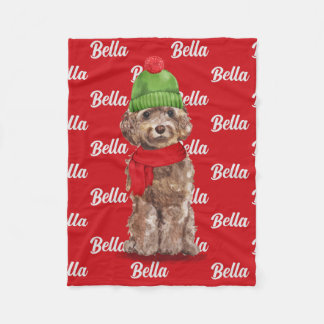 Manta Polar Navidades Brown Cockapoo Santa Dog