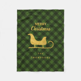 Manta Polar Navidades Búfalo Negro Verde Plaid Santa Sleigh