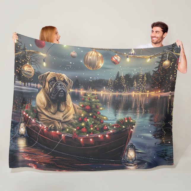 Manta Polar Navidades Bullmastiff Voyage festivo (In situ)