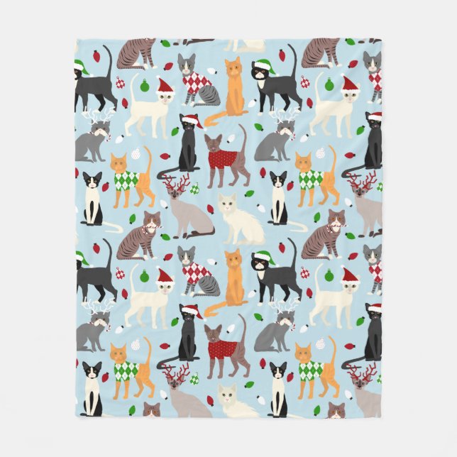 Manta Polar Navidades Cats Fleece Blanket (Anverso)