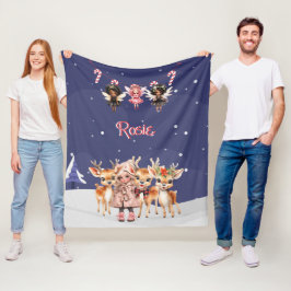 Manta Polar Navidades Chica reno Candy Cane Fairies