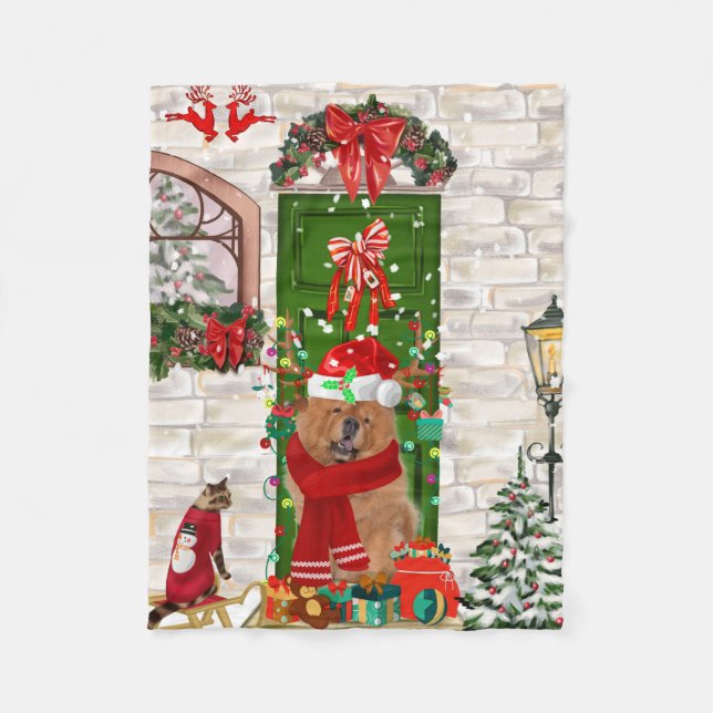 Manta Polar Navidades Chow Chow Dog (Anverso)