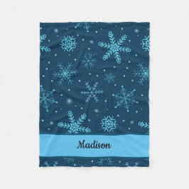 Manta Polar Navidades clásicos copos de nieve con azul marino