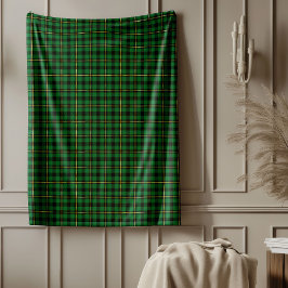 Manta Polar Navidades clásicos Green Gold Tartan Plaid