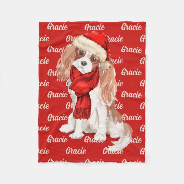 Manta Polar Navidades Cocker Spaniel con nombre de perro (Anverso)
