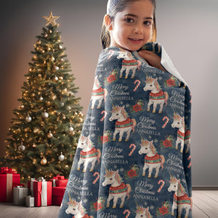 Manta Polar Navidades coloridos Personalizado Unicorn Fleece B