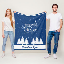 Manta Polar Navidades cómodos Abuela Azul Blanco