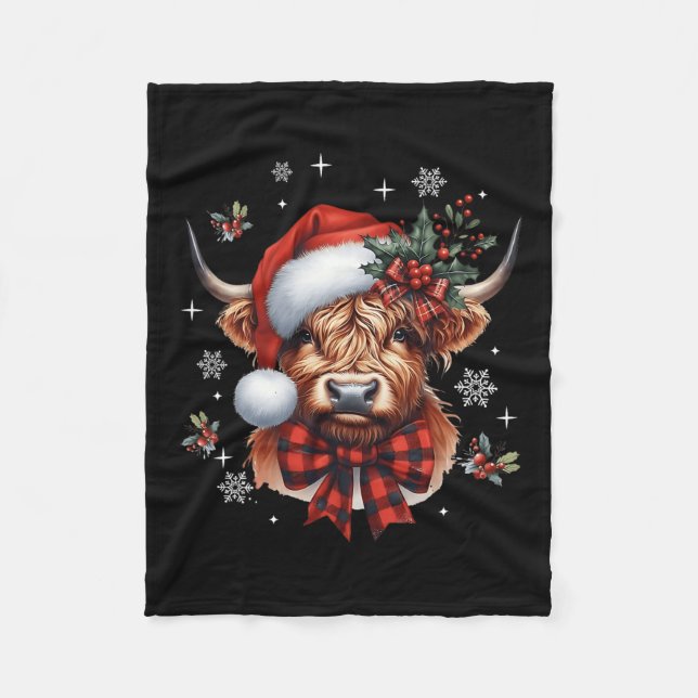 Manta Polar Navidades Coquette Highland Cow Cute Moo Cow Xmas (Anverso)