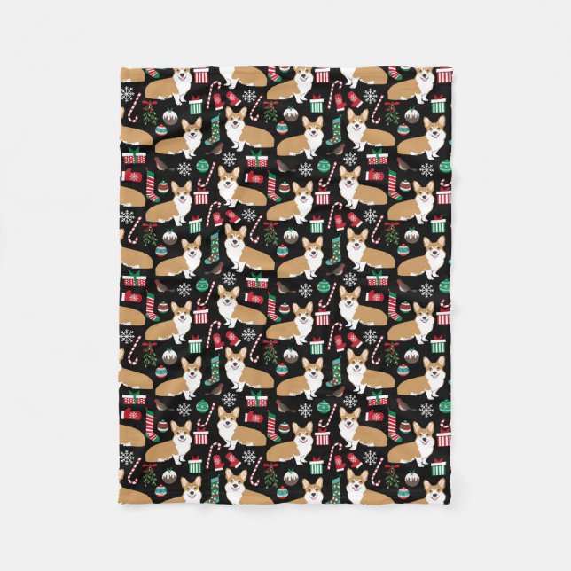 Manta Polar Navidades Corgi abierto (Anverso)