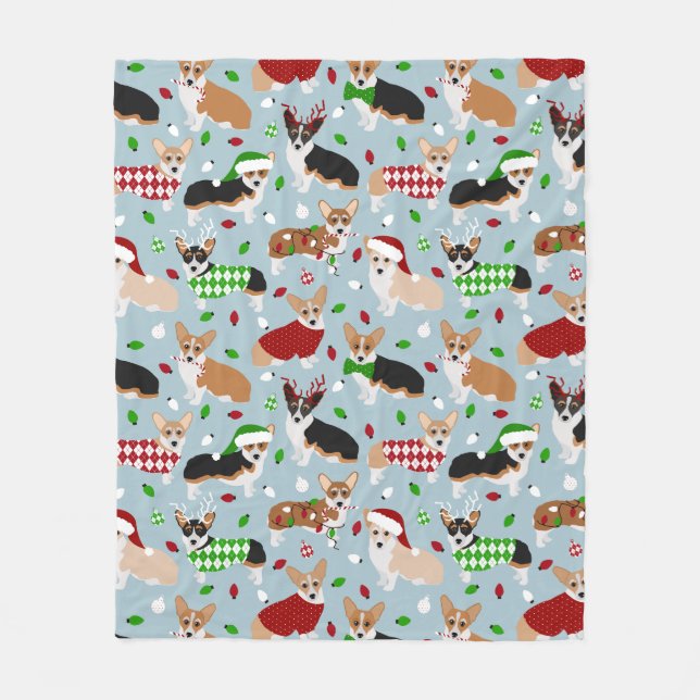 Manta Polar Navidades Corgi Dogs Fleece Blanket (Anverso)