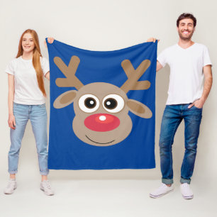Manta Polar Navidades cortos Personalizado reno divertido azul