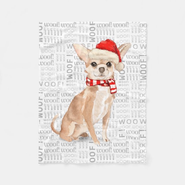 Manta Polar Navidades Cute Chihuahua Santa Dog (Anverso)