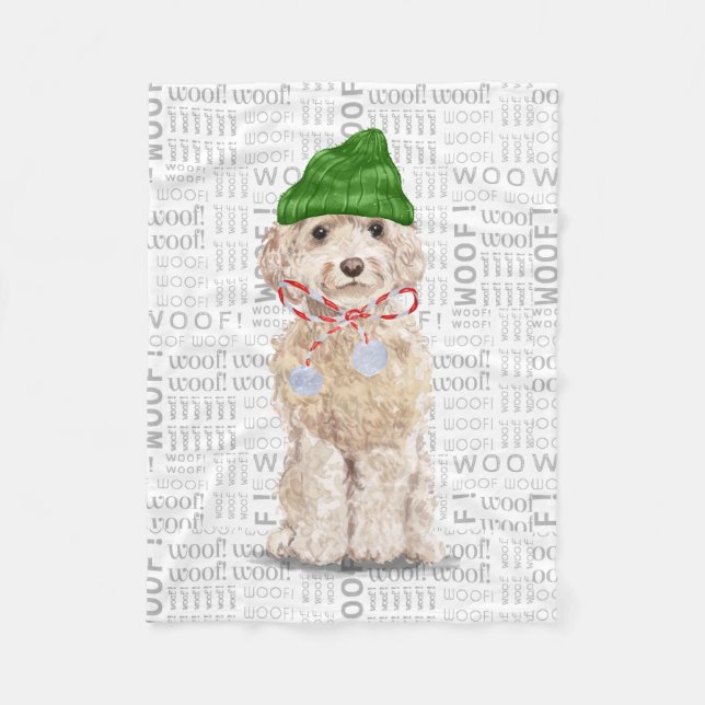 Manta Polar Navidades Cute Cockapoo Santa Dog (Anverso)