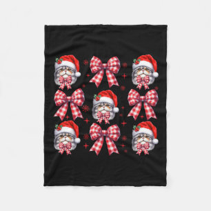 Manta Polar Navidades Cute Persa Cat Red Plaid Coquette Bow