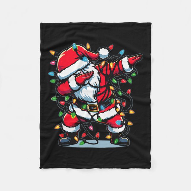 Manta Polar Navidades Dabbing Santa Family Outfit Pajama Match (Anverso)