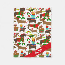 Manta Polar Navidades Dachshund Cute Perro Mascota