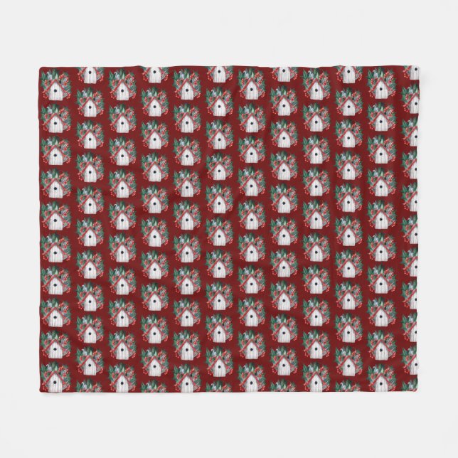 Manta Polar Navidades de acuarela (Frente (Horizontal))