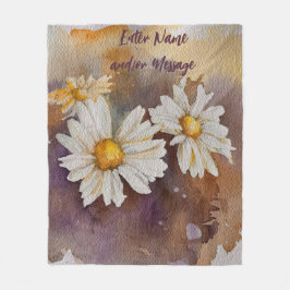 Manta Polar Navidades de acuarela de margarita flotante