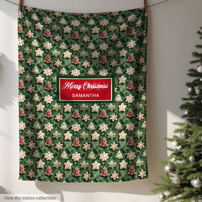 Manta Polar Navidades de acuarela únicas grietas (Chic watercolor red and green festive holiday throw)