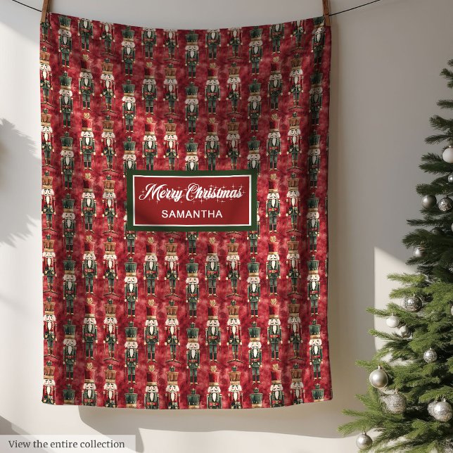 Manta Polar Navidades de acuarela únicos, petardos y rojo prof (Personalized watercolor deep red Christmas blanket)