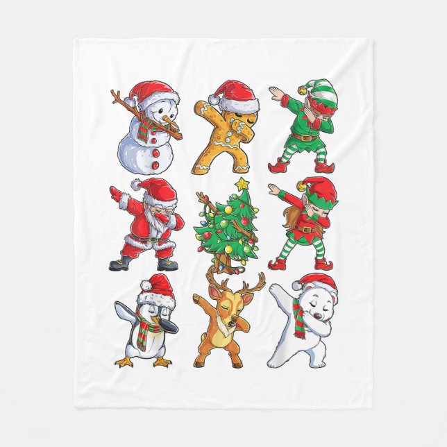 Manta Polar Navidades de amigos de Dabbing Santa Elf Chicas ho (Anverso)