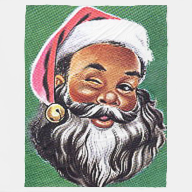 Manta Polar Navidades de Black Santa Claus de Estados Unidos (Anverso)